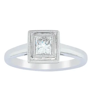 18ct White Gold .52ct Princess Cut Diamond Windsor Ring