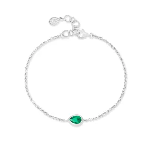 Green Garnet Pear Chain Bracelet