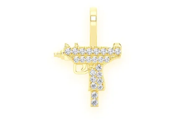 0.15CTW Uzi Pave Diamond Hip Hop Pendant