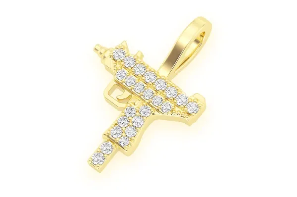 0.15CTW Uzi Pave Diamond Hip Hop Pendant