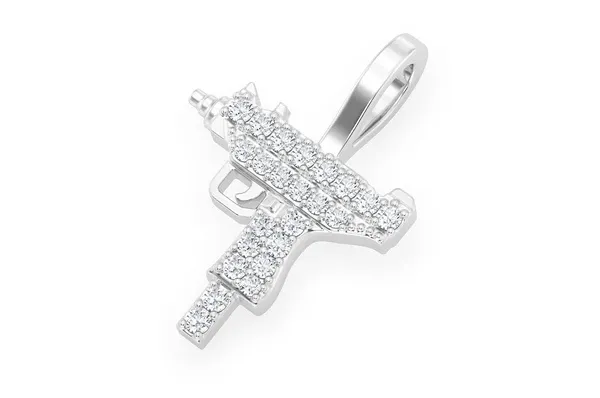 0.15CTW Uzi Pave Diamond Hip Hop Pendant