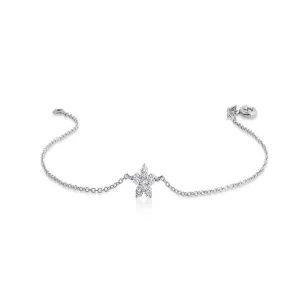 0.18CTW Moissanite Round Flower Design Bracelet