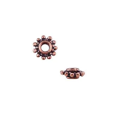 10mm Antique Copper Bali Style Beaded Large Hole Spacer Beads (10 Pieces)