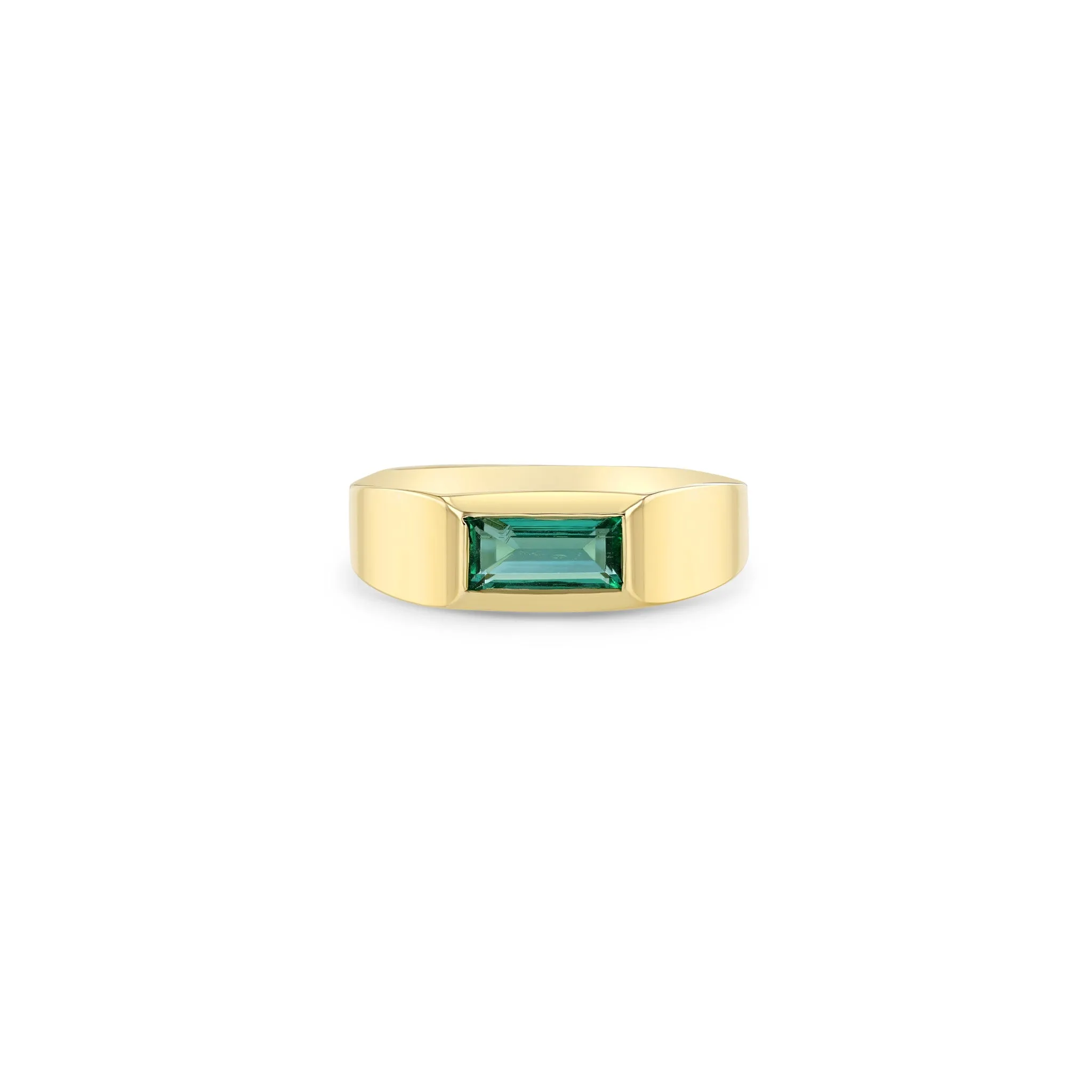 1.10 ctw Emerald Baguette Signet Ring