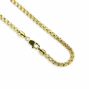 14K Yellow Solid Gold Round Box Link Chain Necklace 2.00mm