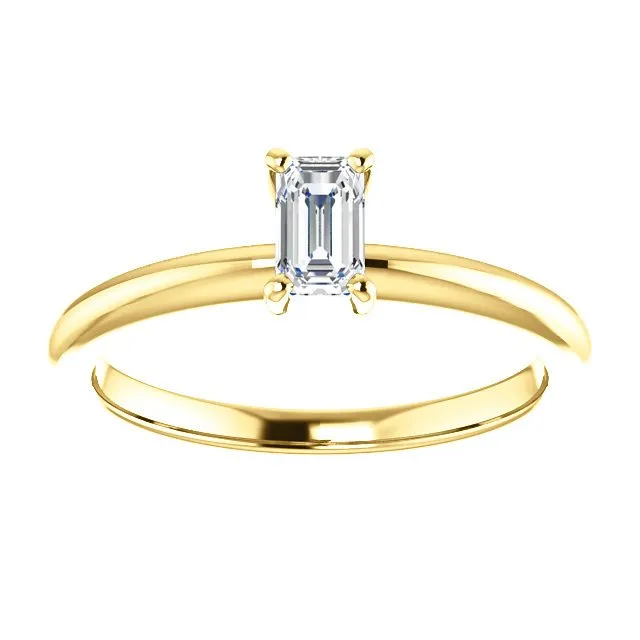 14KT GOLD 1/4 CT EMERALD DIAMOND SOLITAIRE RING