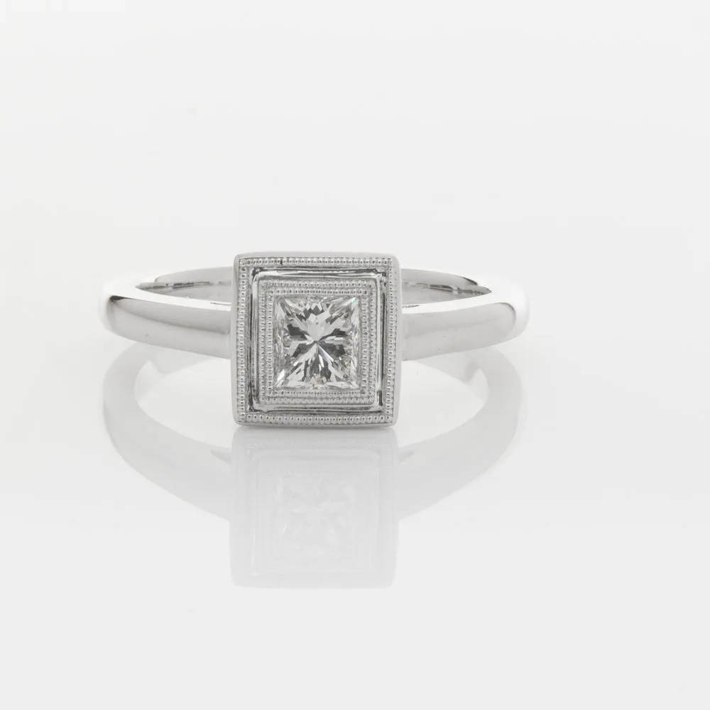 18ct White Gold .52ct Princess Cut Diamond Windsor Ring