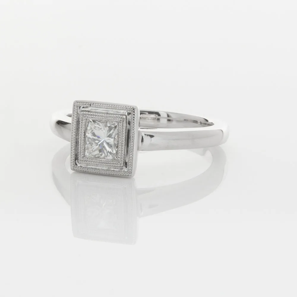 18ct White Gold .52ct Princess Cut Diamond Windsor Ring