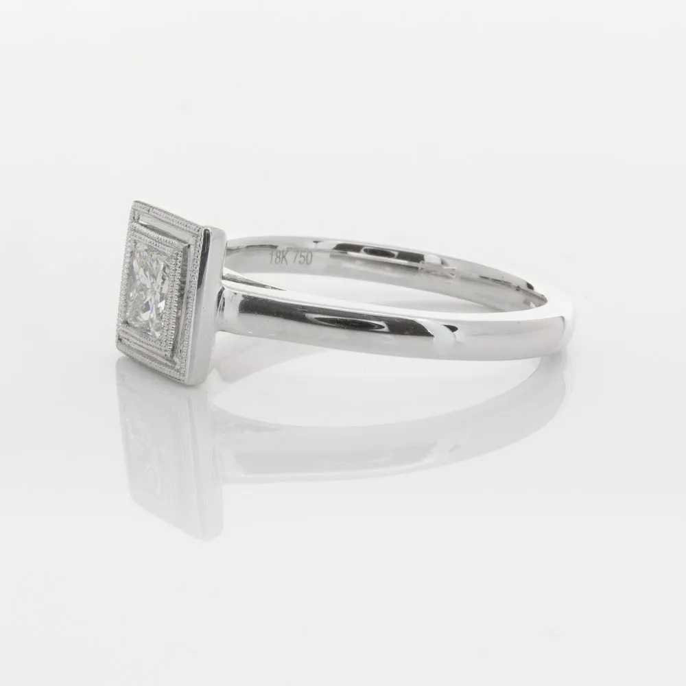 18ct White Gold .52ct Princess Cut Diamond Windsor Ring