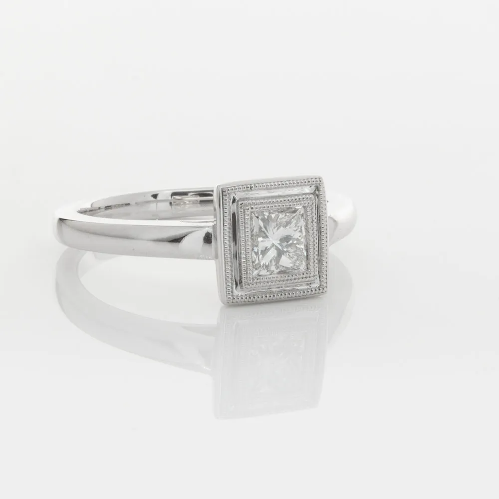 18ct White Gold .52ct Princess Cut Diamond Windsor Ring