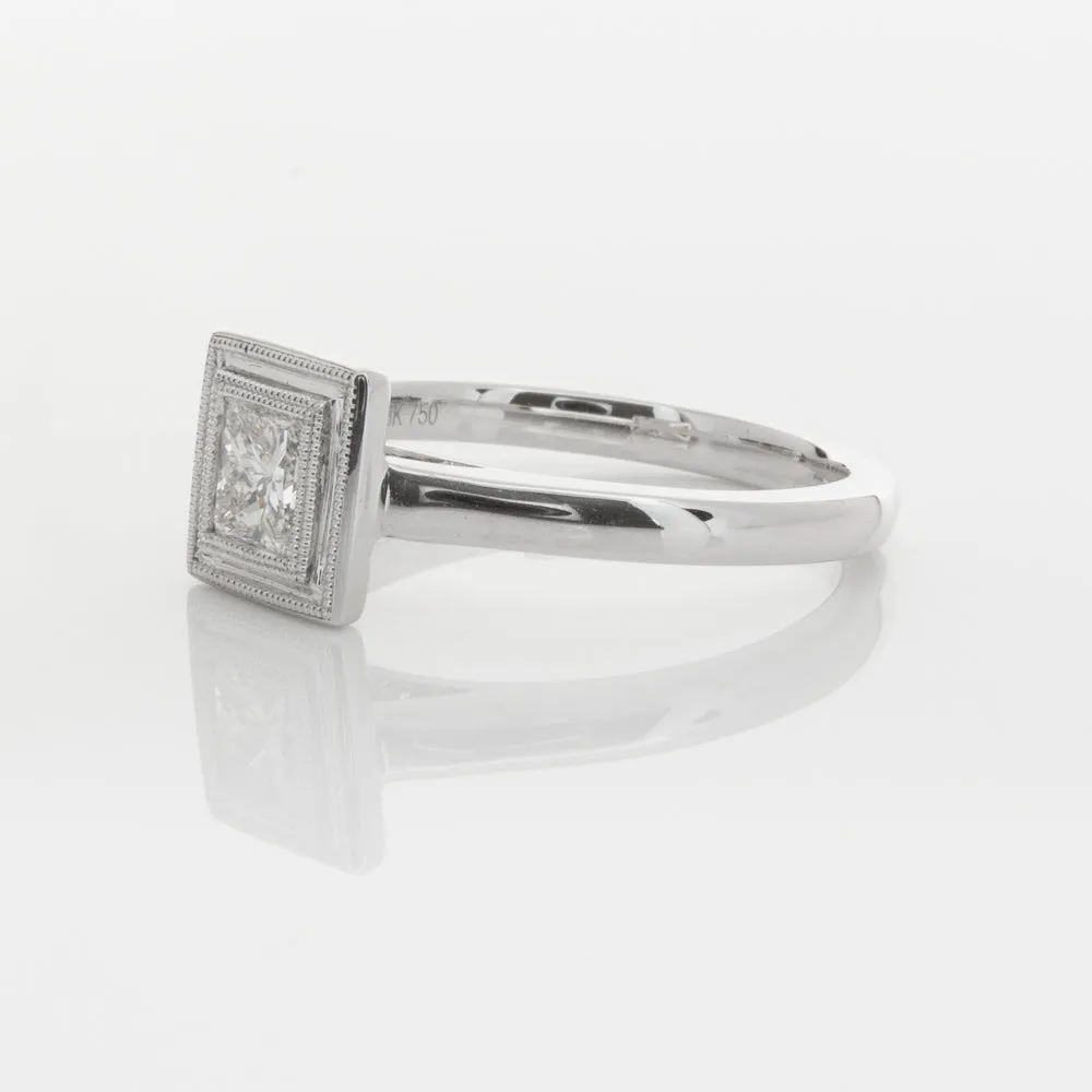 18ct White Gold .52ct Princess Cut Diamond Windsor Ring