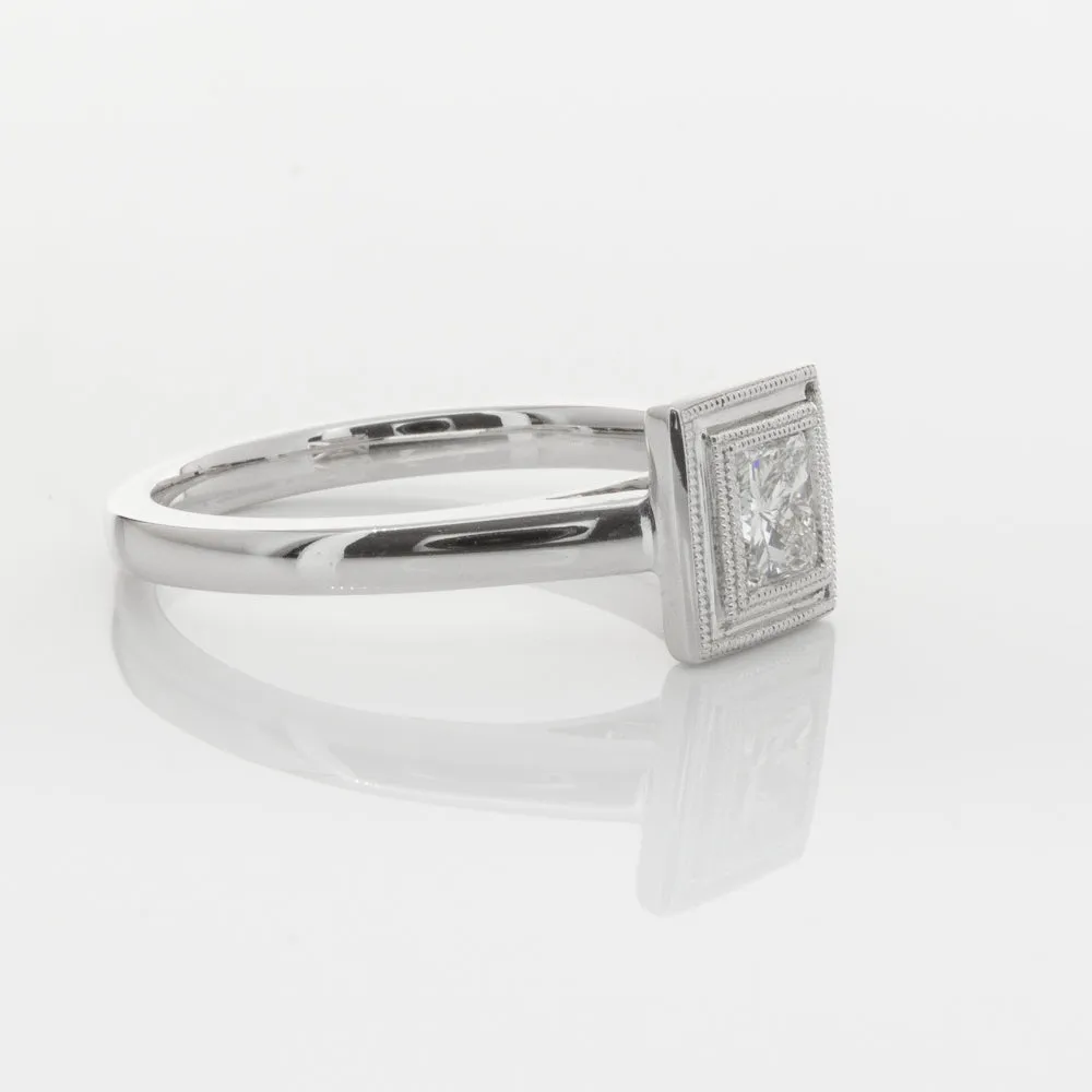 18ct White Gold .52ct Princess Cut Diamond Windsor Ring