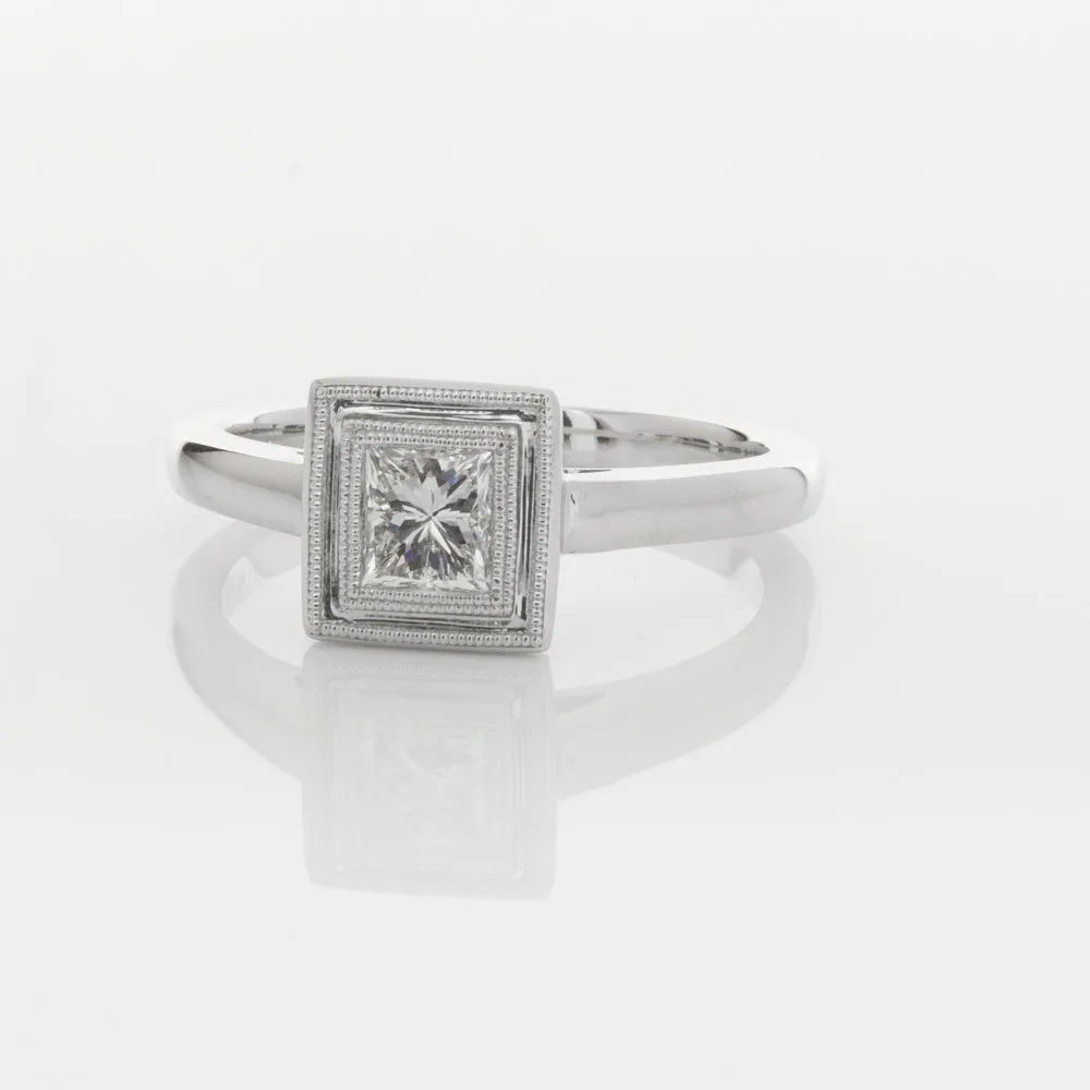 18ct White Gold .52ct Princess Cut Diamond Windsor Ring