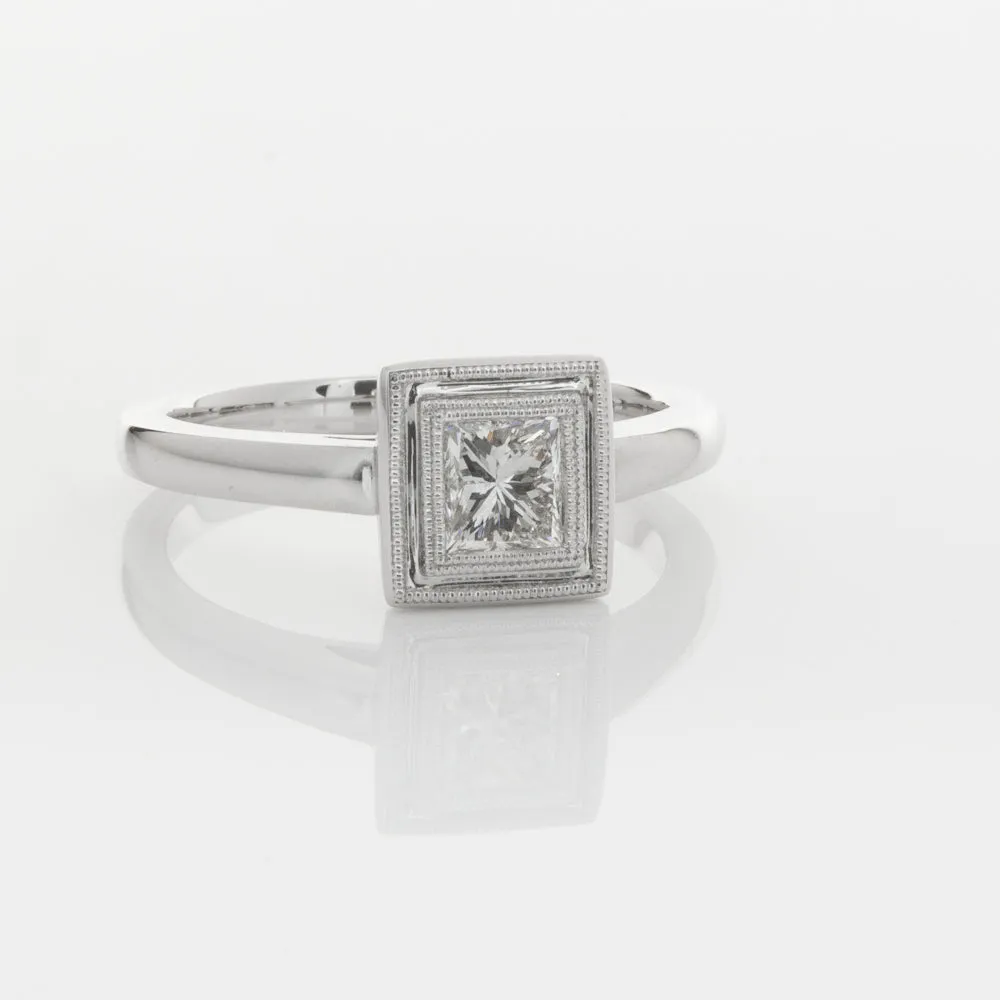 18ct White Gold .52ct Princess Cut Diamond Windsor Ring