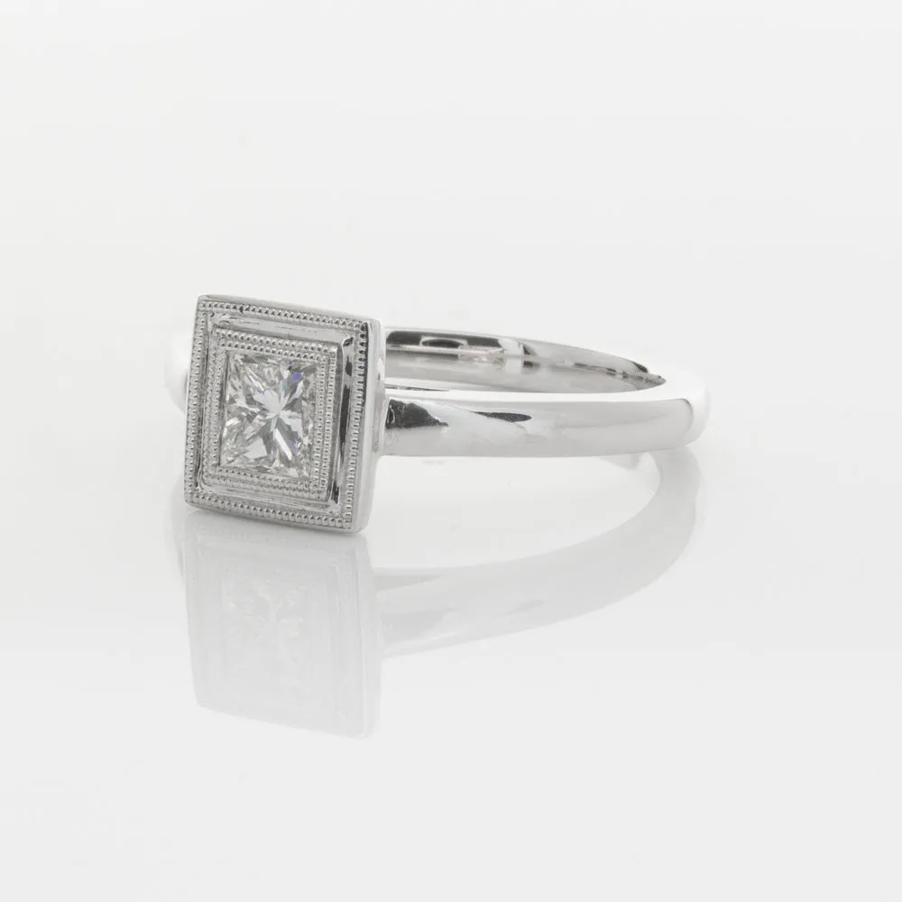 18ct White Gold .52ct Princess Cut Diamond Windsor Ring