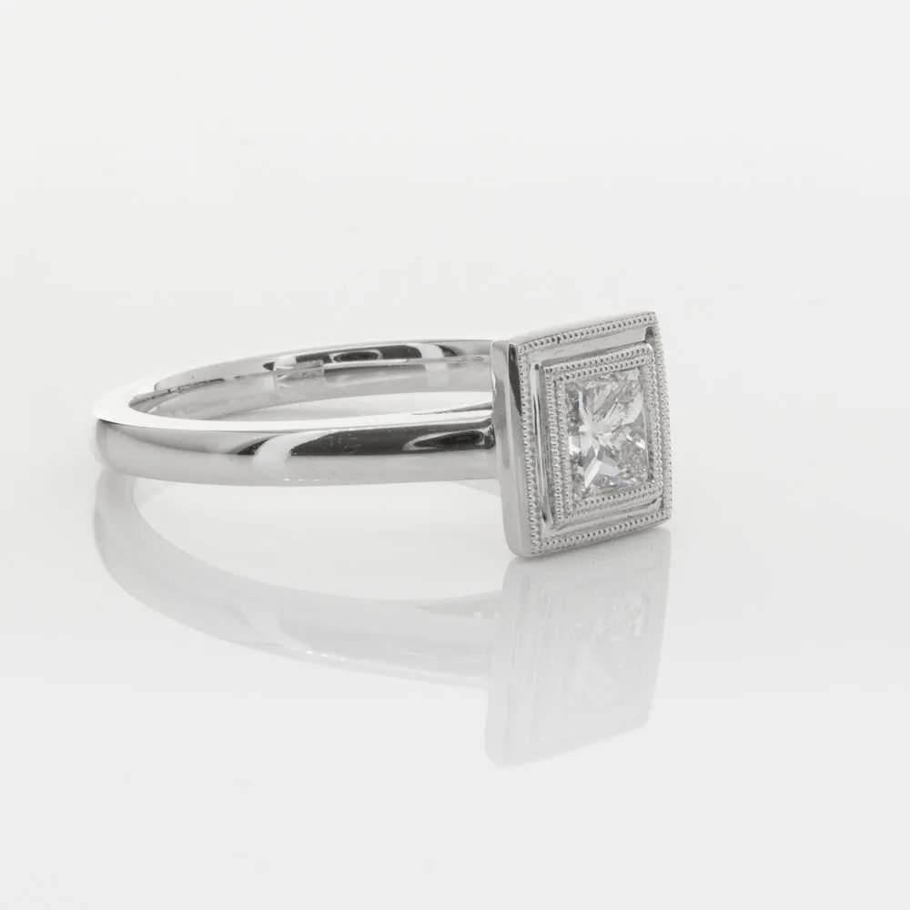 18ct White Gold .52ct Princess Cut Diamond Windsor Ring