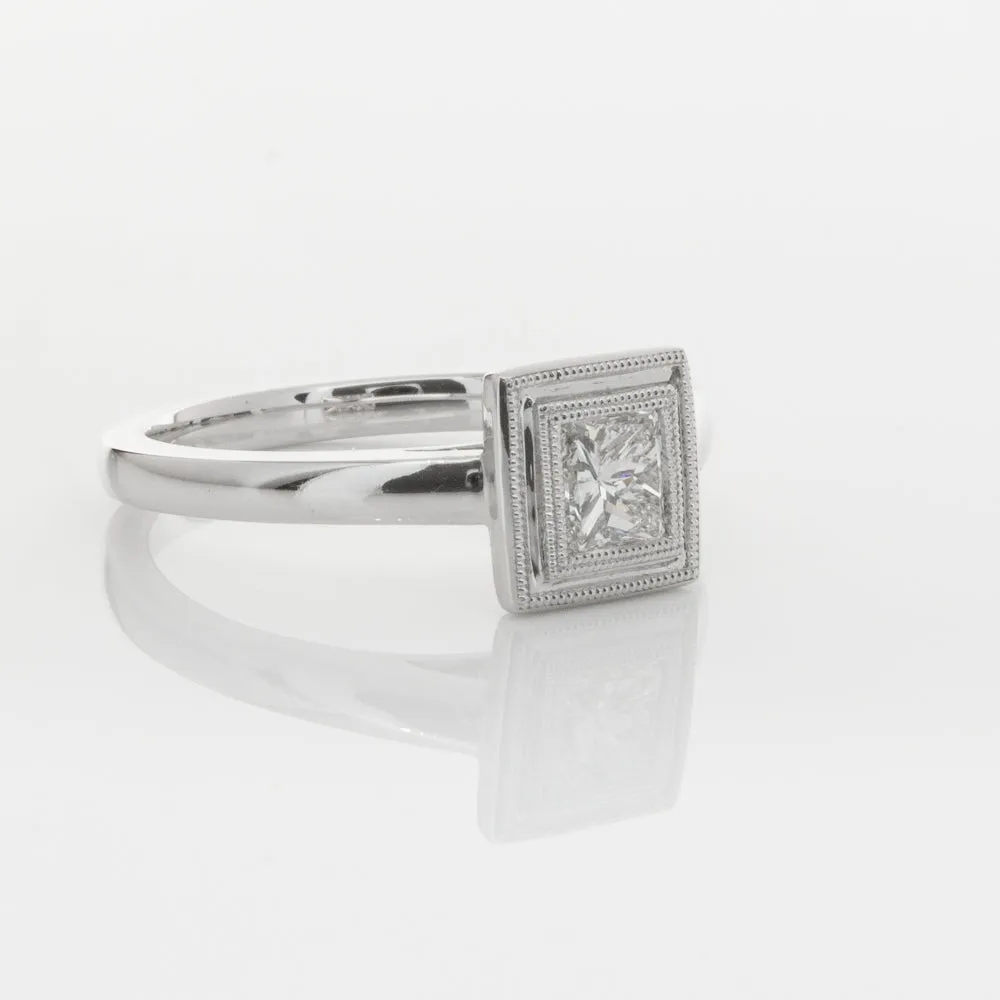 18ct White Gold .52ct Princess Cut Diamond Windsor Ring