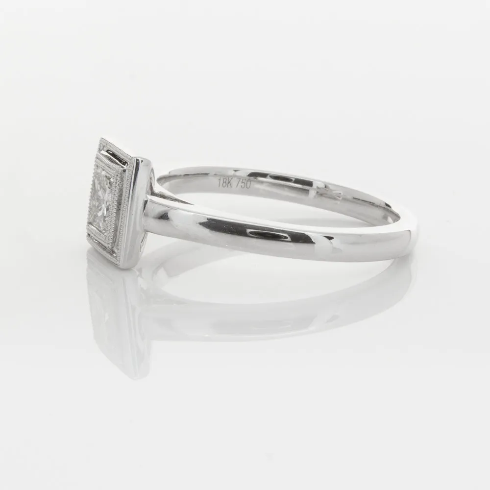 18ct White Gold .52ct Princess Cut Diamond Windsor Ring