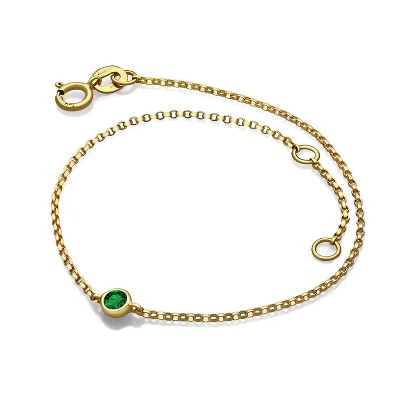 18k Gold May Birthstone Emerald Bracelet