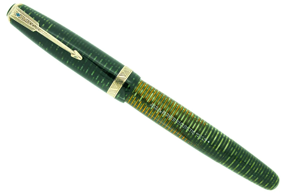 1944 PARKER EMERALD PEARL VACUMATIC FOUNTAIN PEN RESTORED GORGEOUS COLOR