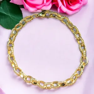 24k Gold Filled Textured Oval Link Charm Bracelet Base - D.I.Y. - BUILD YOUR CHARM BRACELET!