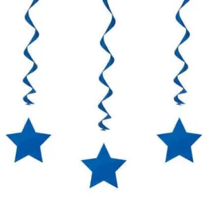 26" Royal Blue Star Hanging Swirls (3ct)