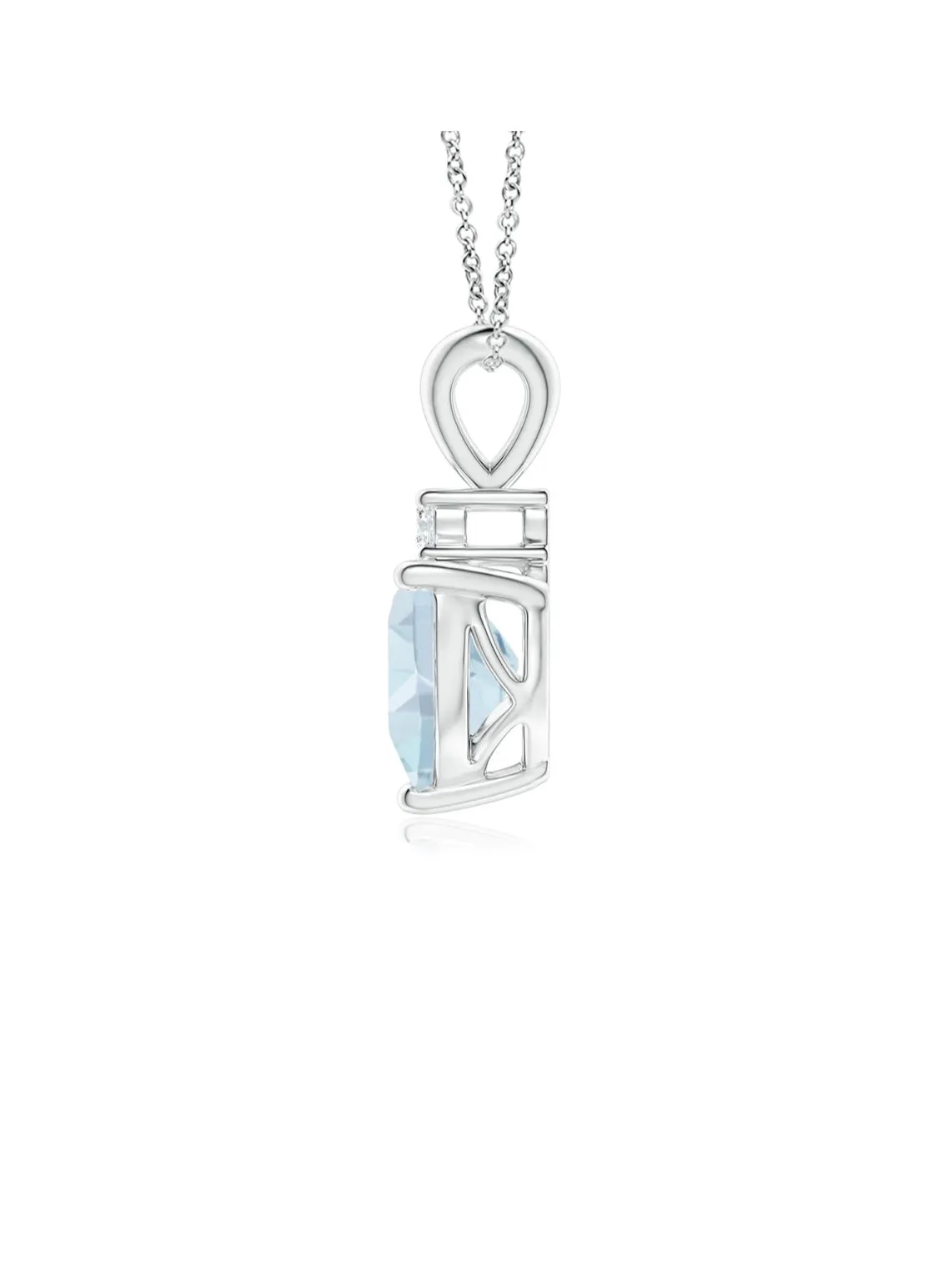 3.00ctw Heart-Shaped Aquamarine March Birthstone V-Bale Pendant with Diamond