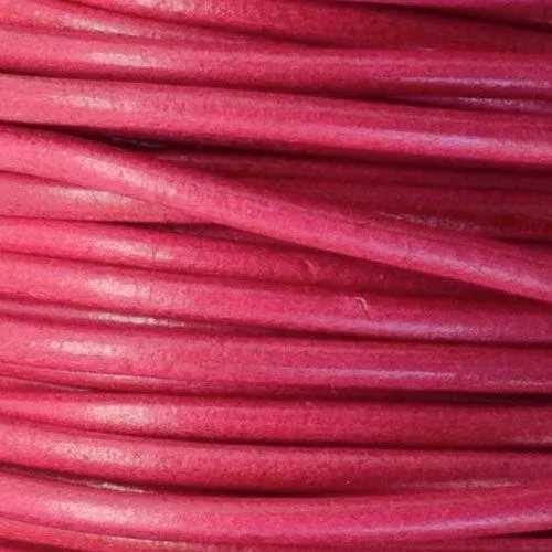 3mm Round Greek Leather - Fuchsia (12 Inches)