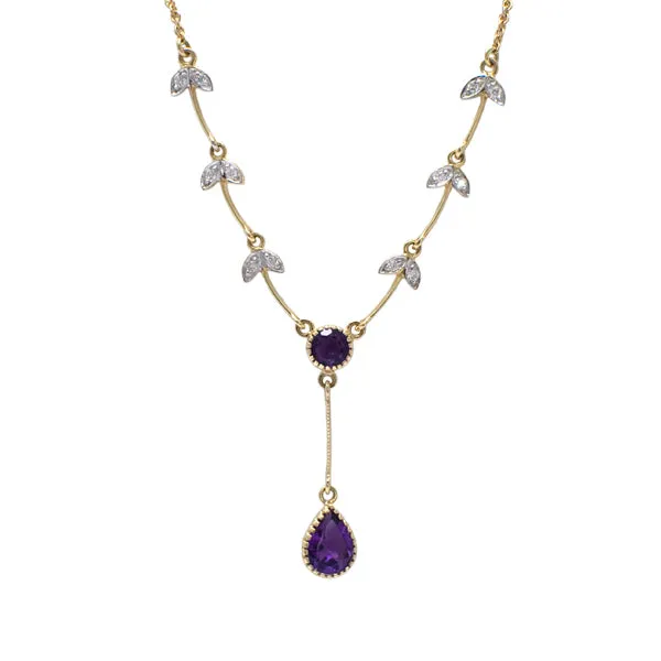 9ct Amethyst & Diamond Necklace