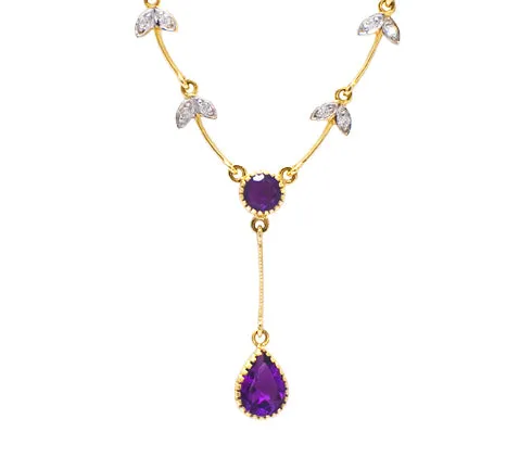 9ct Amethyst & Diamond Necklace