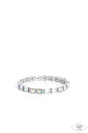 A GLAM Of Few Words - Multi - Iridescent Square Gem Paparazzi Stretchy Bracelet - Pink Diamond Exclusive