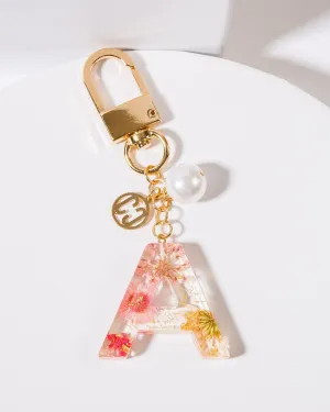 A - Initial Bag Charm Pearl