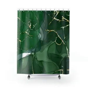 abstract boho shower curtain | Emerald Jade Green Earthy Ombre