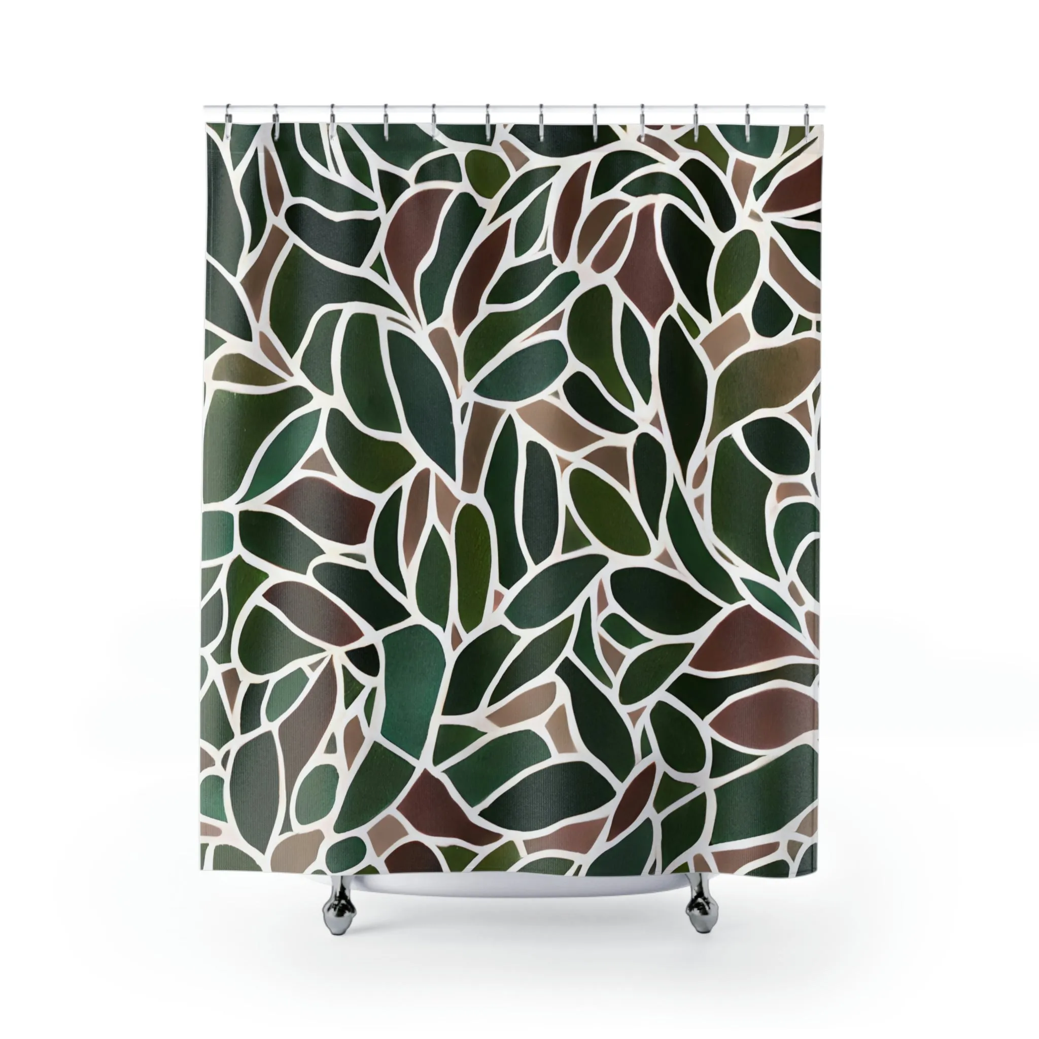 Abstract boho shower curtain | Forest Sage Green