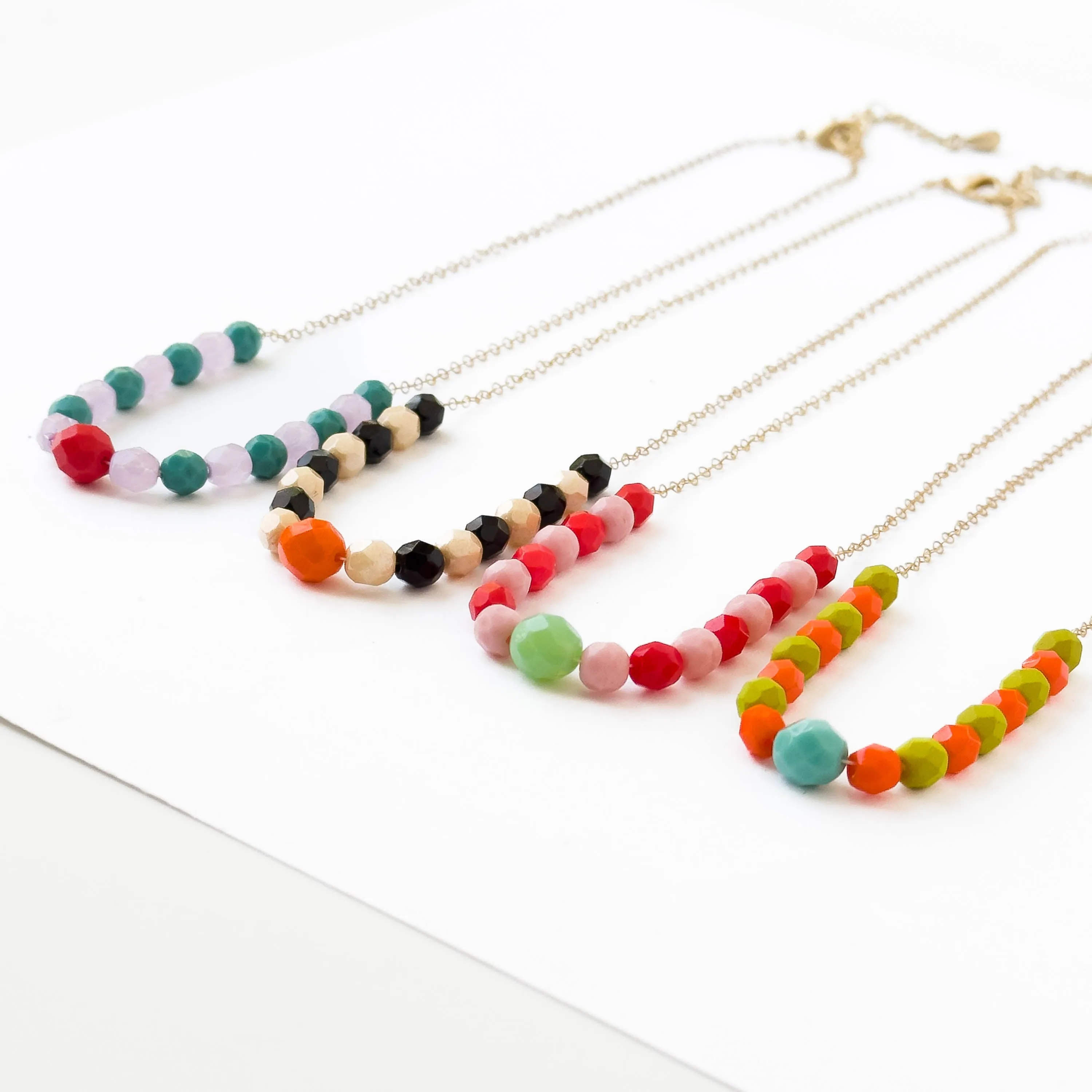 Adjustable Two-tone colorful beaded necklace- W