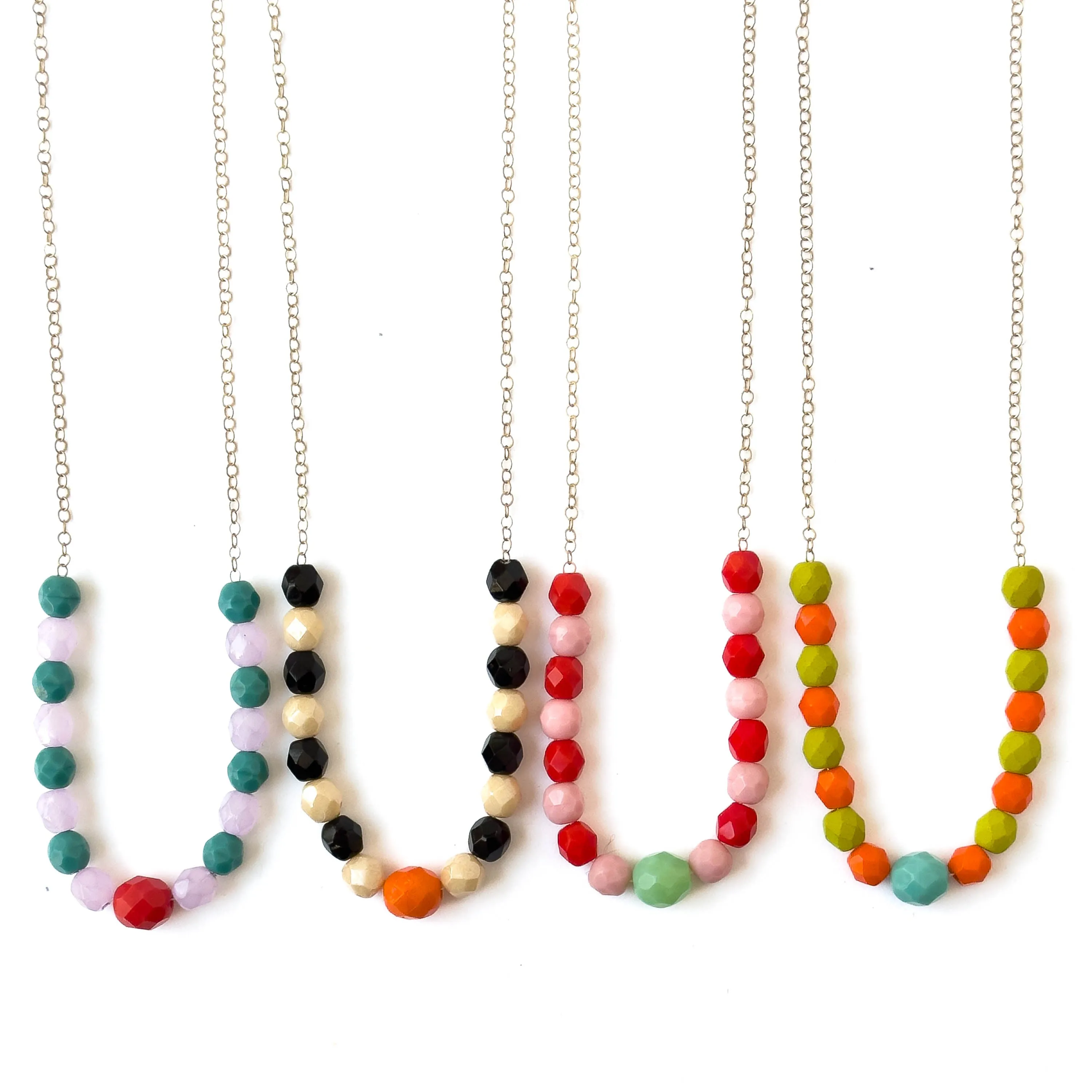 Adjustable Two-tone colorful beaded necklace- W