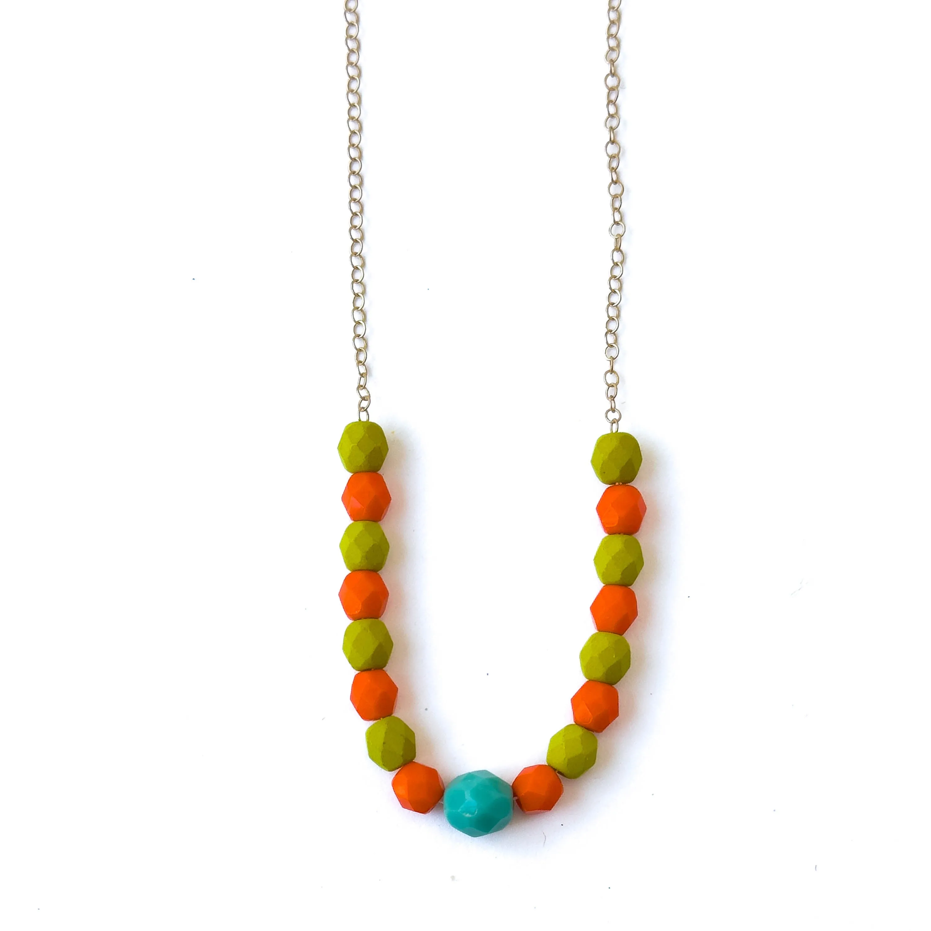 Adjustable Two-tone colorful beaded necklace- W