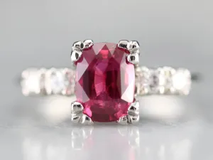 Amazing Platinum Ruby and Diamond Engagement Ring