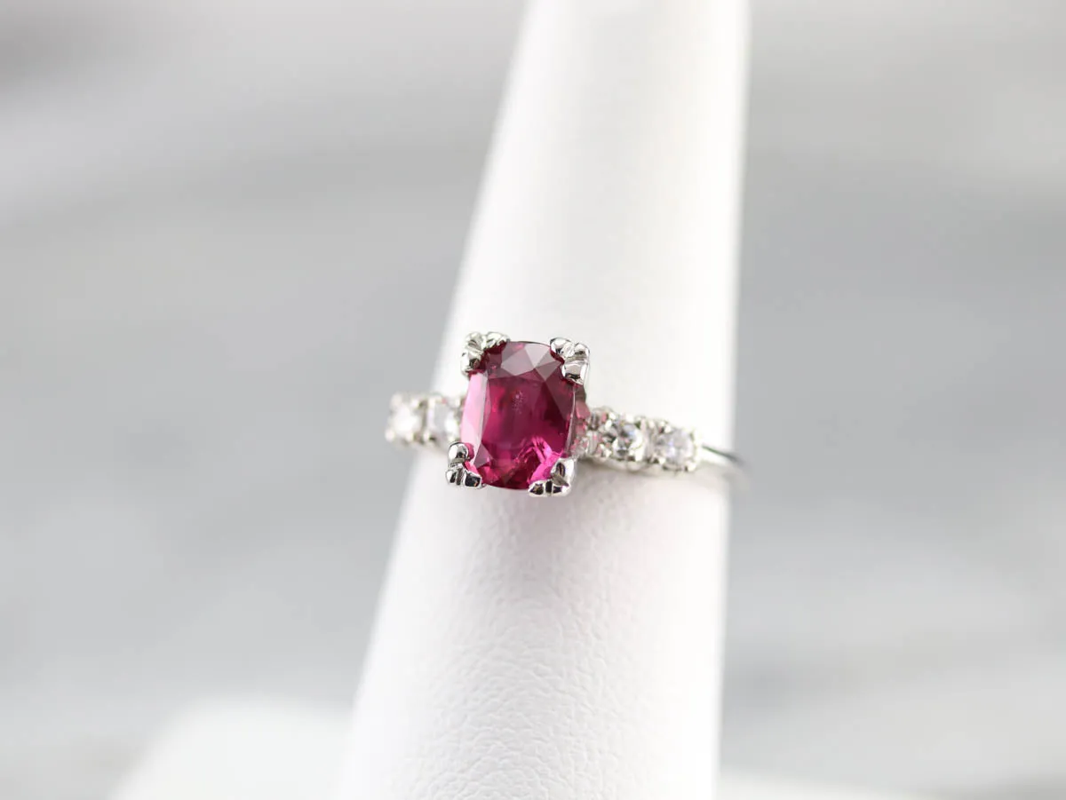 Amazing Platinum Ruby and Diamond Engagement Ring