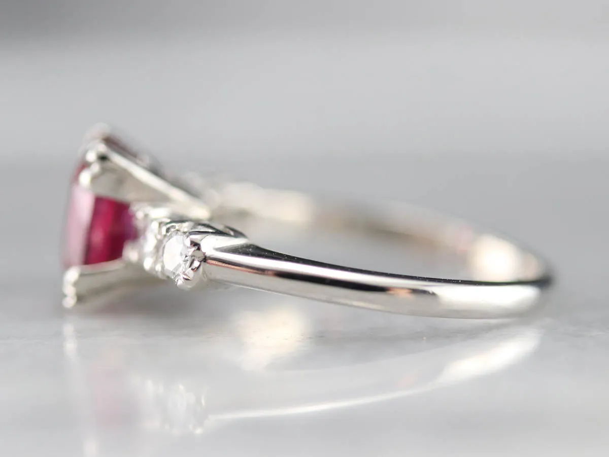 Amazing Platinum Ruby and Diamond Engagement Ring