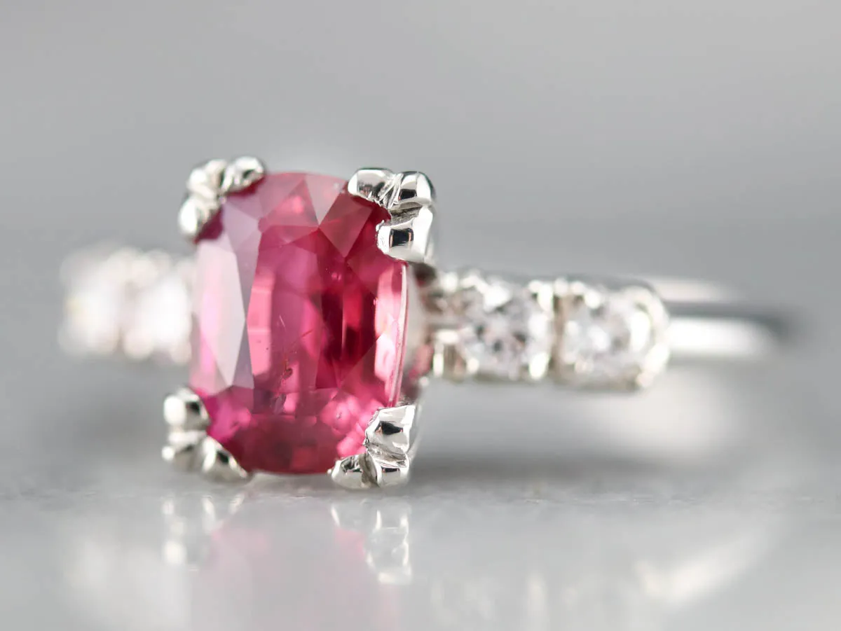 Amazing Platinum Ruby and Diamond Engagement Ring