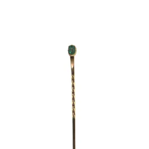 Antique 14K Yellow Gold Emerald Stickpin