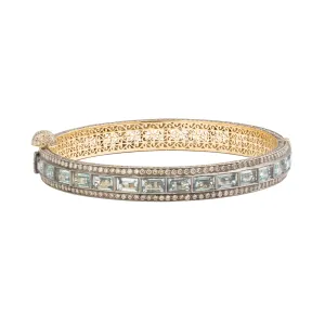 Aquamarine & Round Cut Diamond Bangle