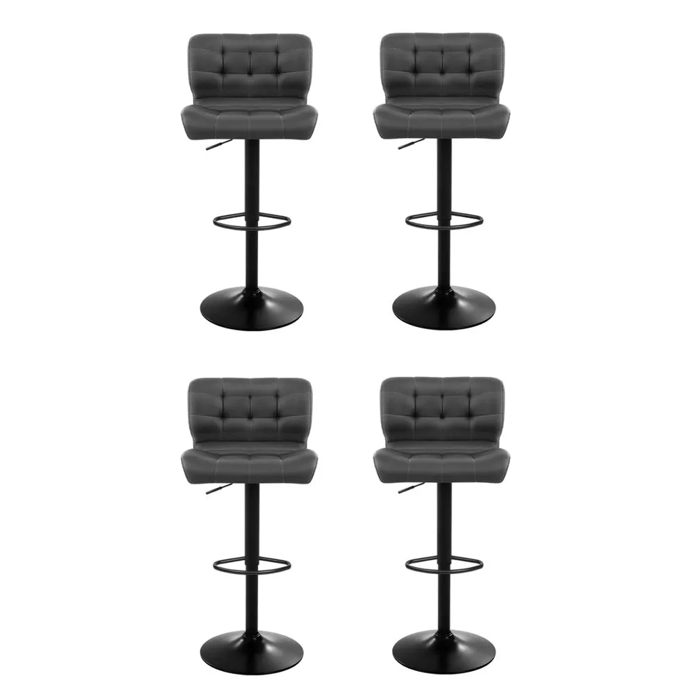 Artiss 4x Bar Stools Gas Lift Leather Padded Grey