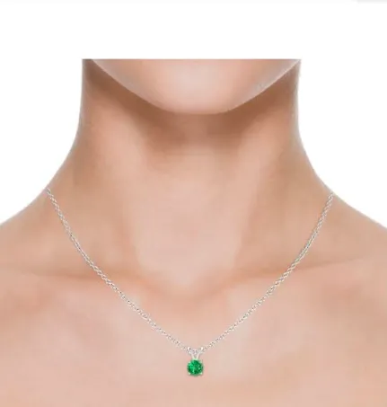 Beautiful 2.00ctw Created Emerald Pendant in 14kt Gold