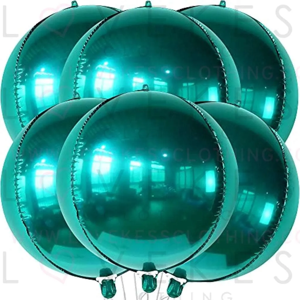 Big, 22 Inch Emerald Green Balloons - Pack of 6 | Dark Green Balloons, Safari Baby Shower Decorations for Boy | 360 Degree 4D Chrome Green Balloon for Christmas Decorations For Home, Wild One Birthday