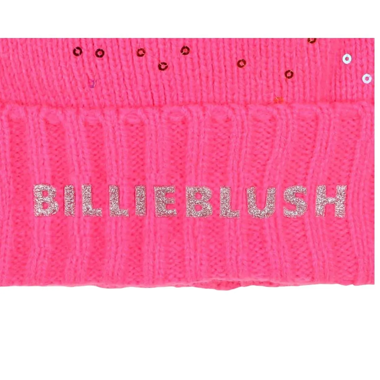 Billieblush Kids Sequins Pink Pompom Hat