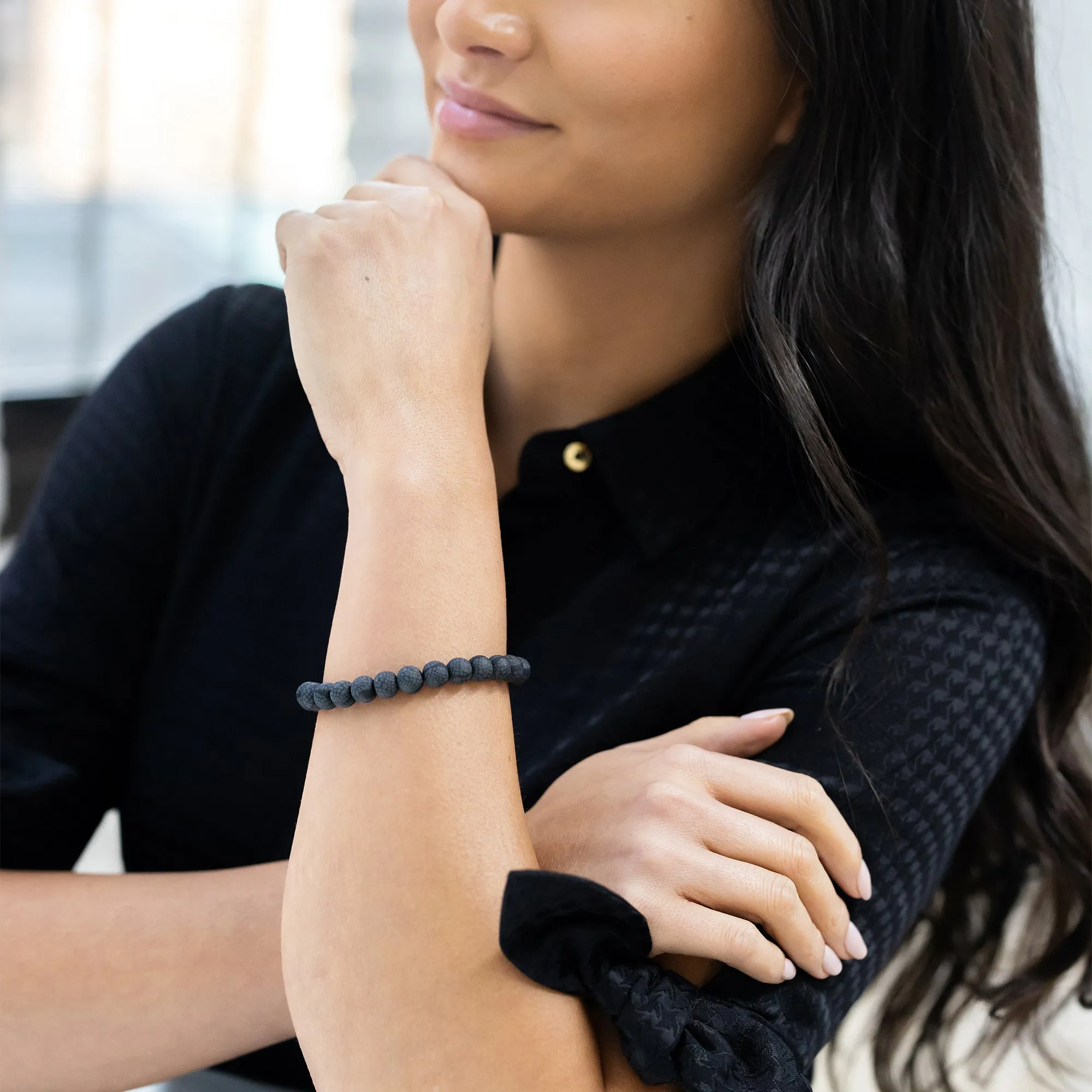 Black Crocodile Stack Bracelet