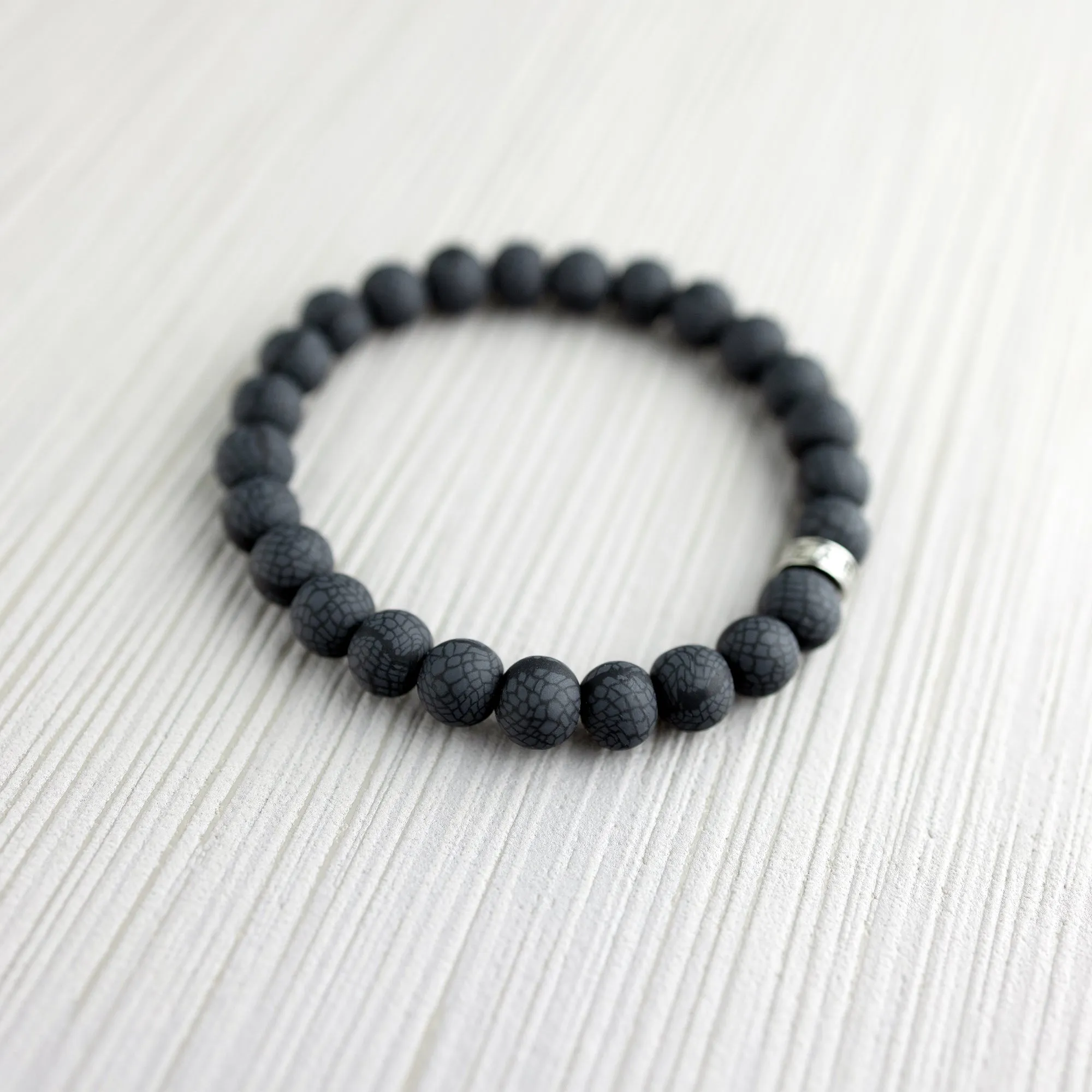 Black Crocodile Stack Bracelet