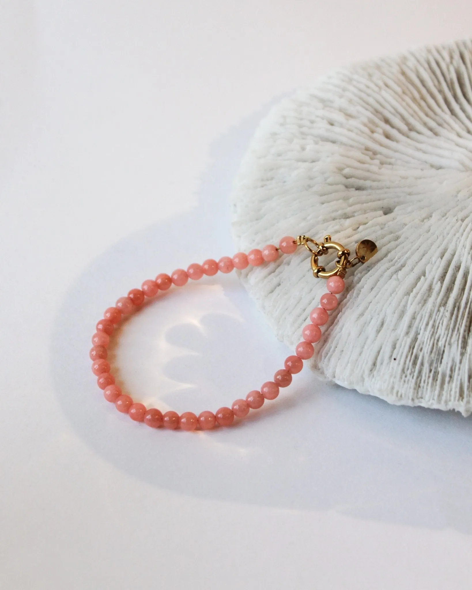 Bracelet Pastel Pink Beads Gold